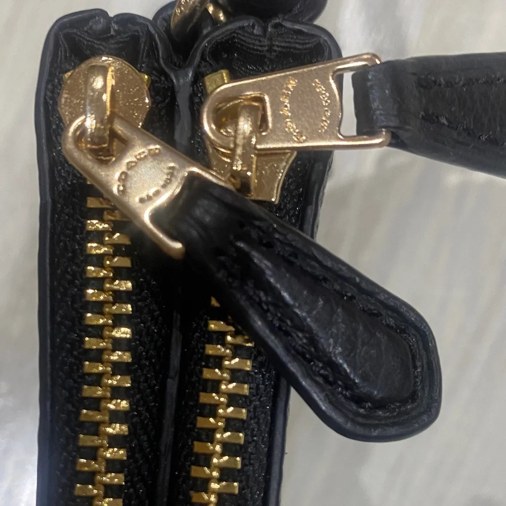 Coach Black Leather Double Zip Wristlet